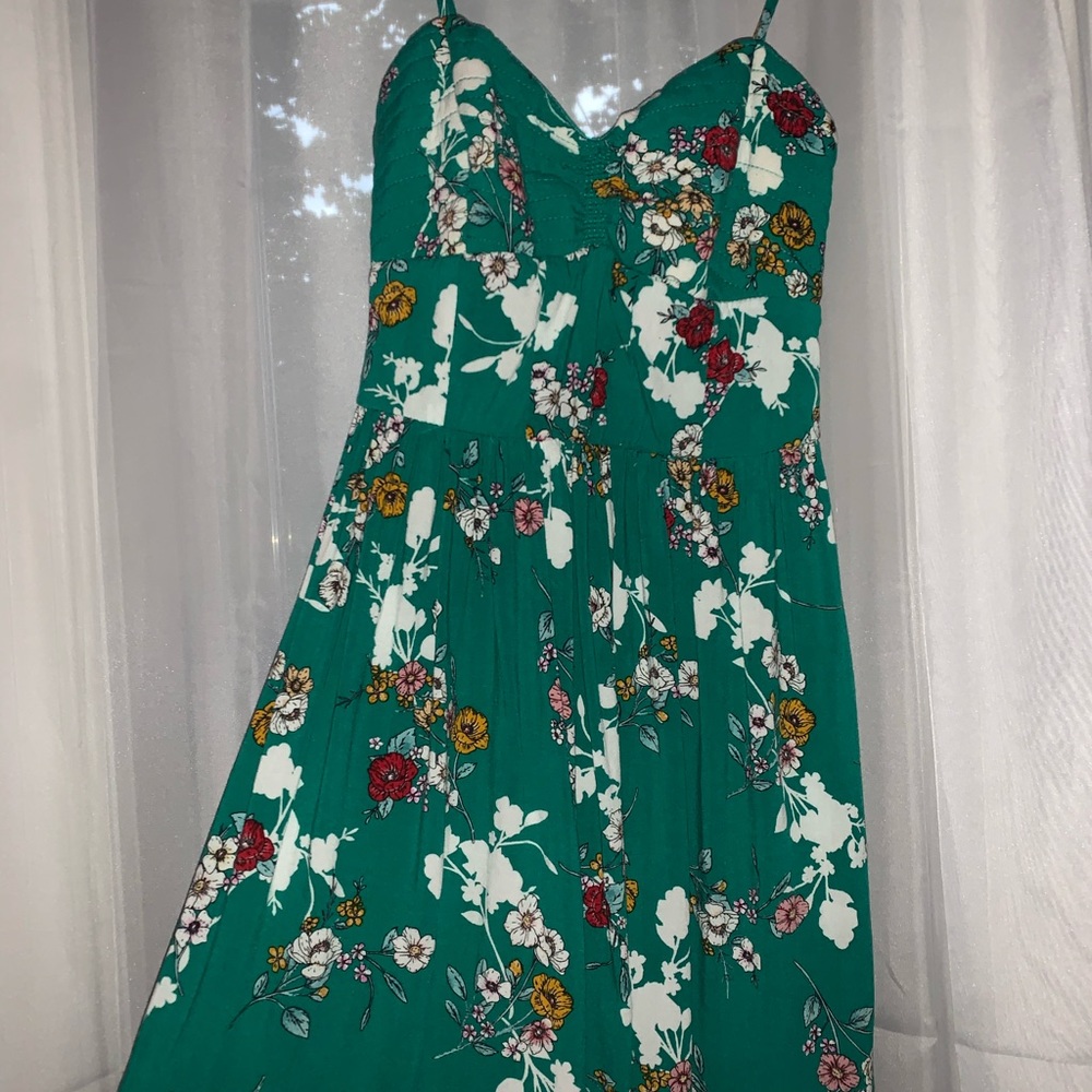 green floral dress